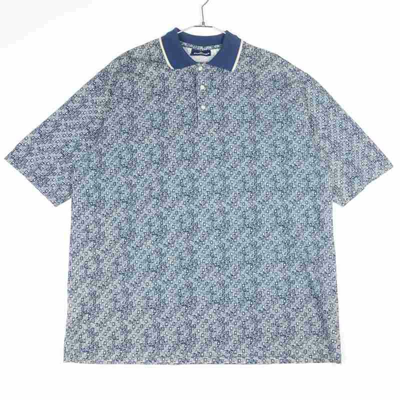 古着の総柄半袖ポロシャツ