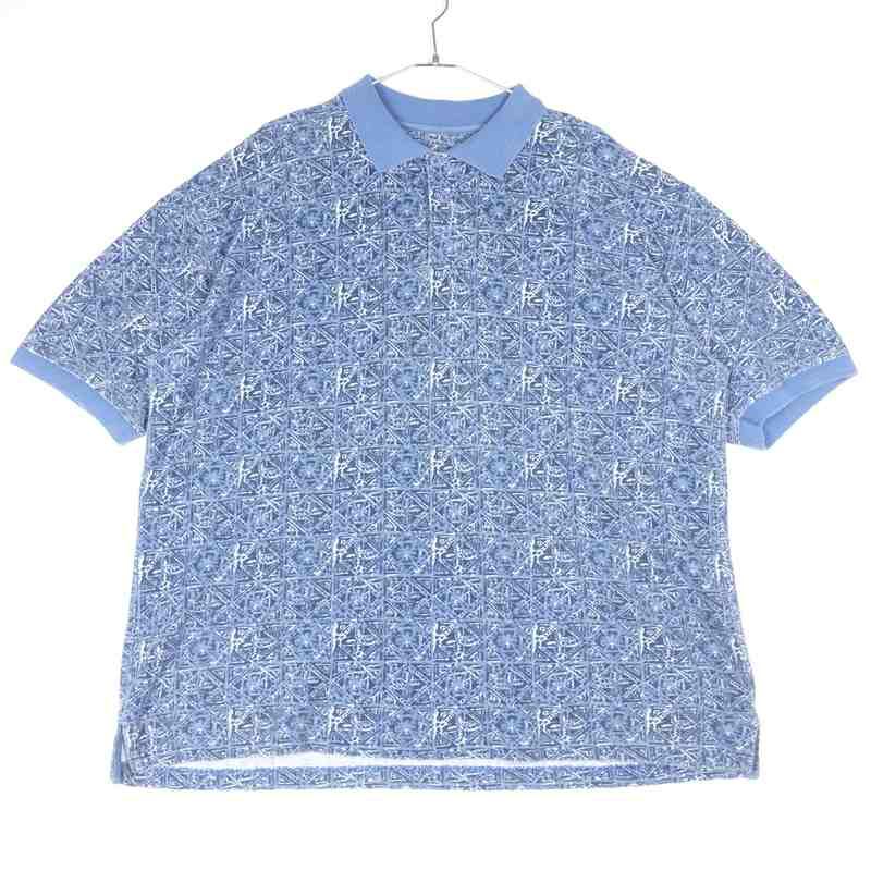 古着の総柄半袖のポロシャツ