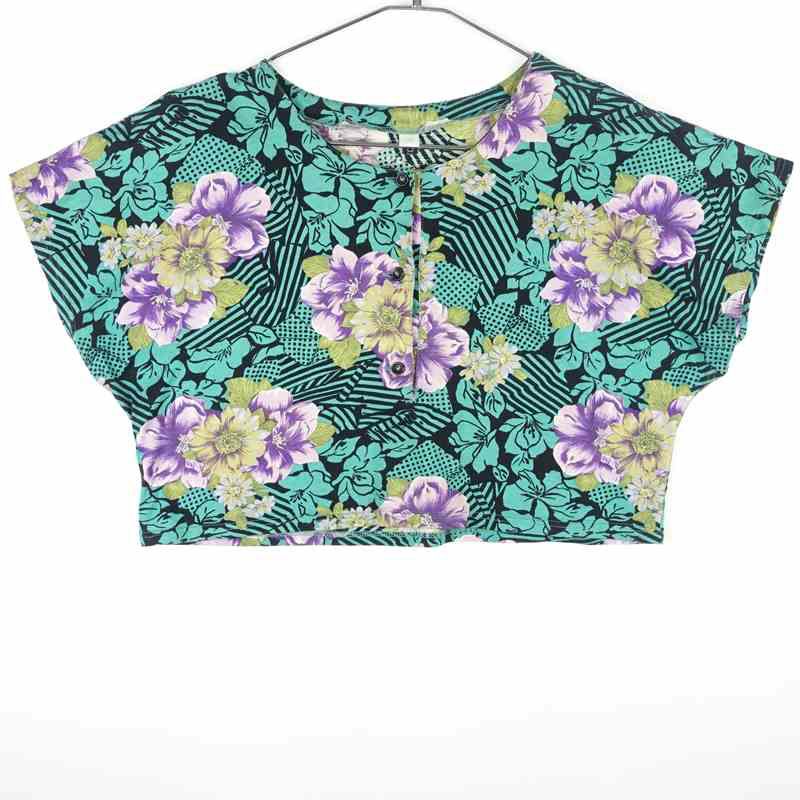 古着の花柄半袖プルオーバー
