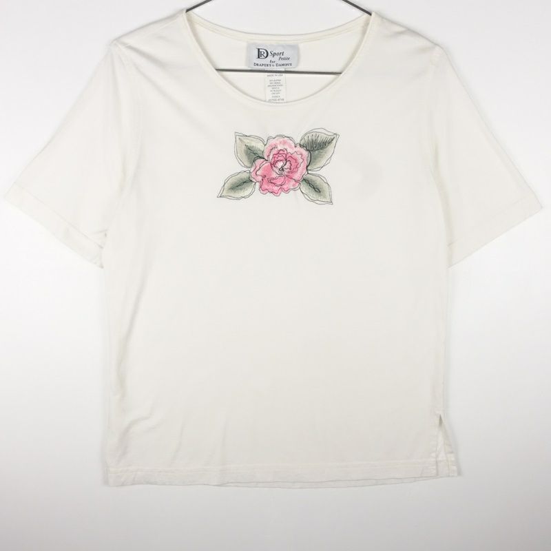 古着の花柄刺繍Tシャツ