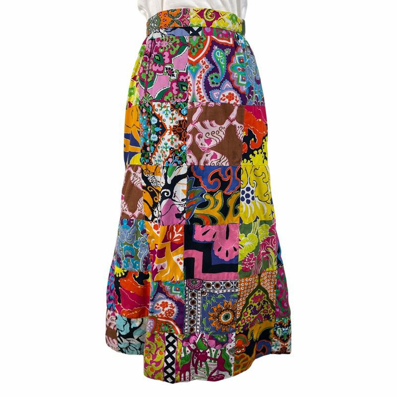 古着 ビンテージ 80s パッチワーク 総柄 花柄 ロング スカート 美品 古着 エスニック 花柄 ロングスカート | Flamingo Online 古着屋