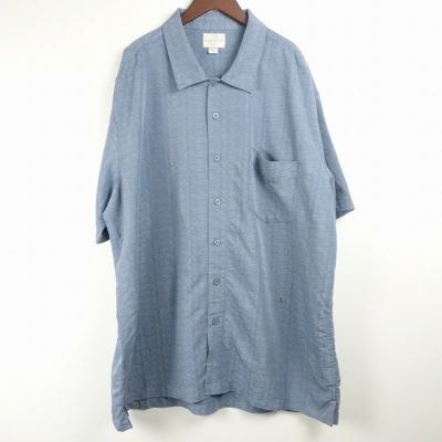 古着 ヴァンヒューゼン VANHEUSEN 半袖シャツ チェック レーヨン 黒