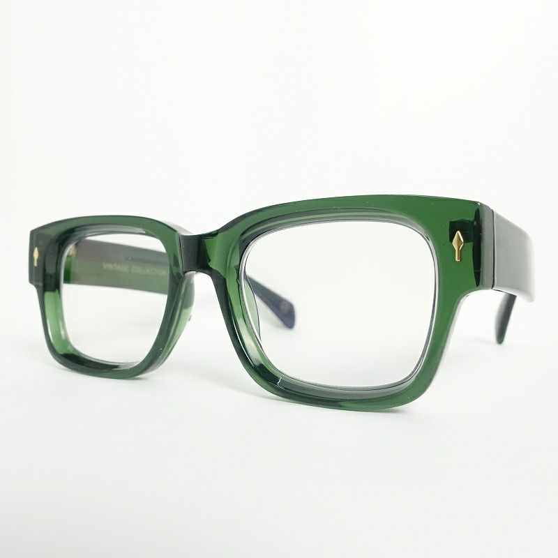 スクエア型 クリアグリーン 太縁 クリアレンズ メガネ | Flamingo  