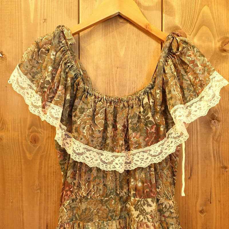 古着 70s GUNNESAX レース付き ノースリーブ ワンピース