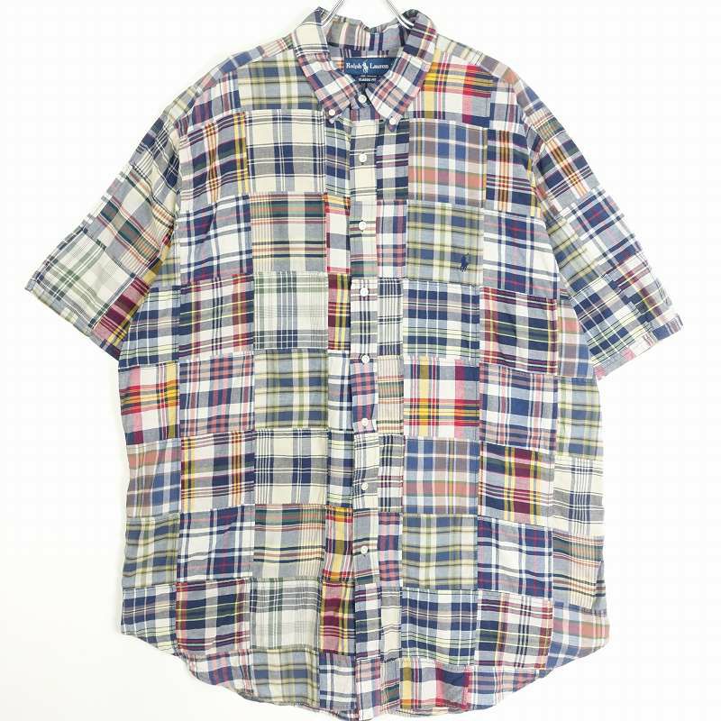RalphLauren パッチワーク チェック 半袖シャツ