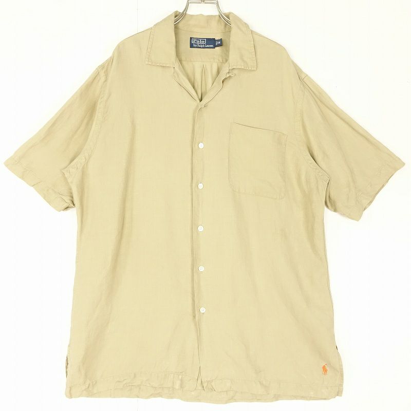 90s RalphLauren オープンカラー リネン シルク 半袖シャツ