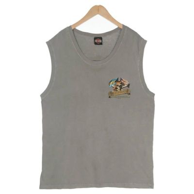 ぴHARLEY DAVIDSON タンクトップ XL カーキ USA製 USA製 ハーレーダビッドソン タンクトップ ノースリーブ カーキ