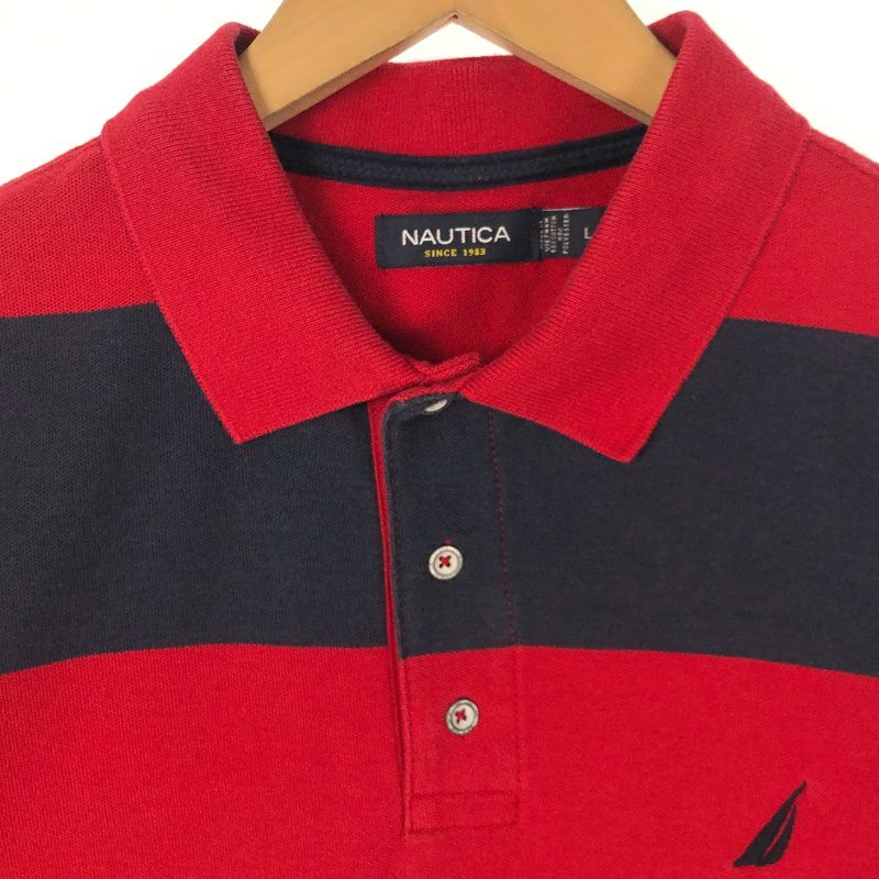 NAUTICA ノーティカ ポロシャツ マルチボーダー メンズ2XL 古着