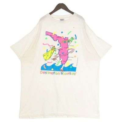 【古着】アメリカ古着カラフル音符デザイン Tシャツ 90s USA製 ネオンカラー アートTシャツ 古着 ヴィンテージ